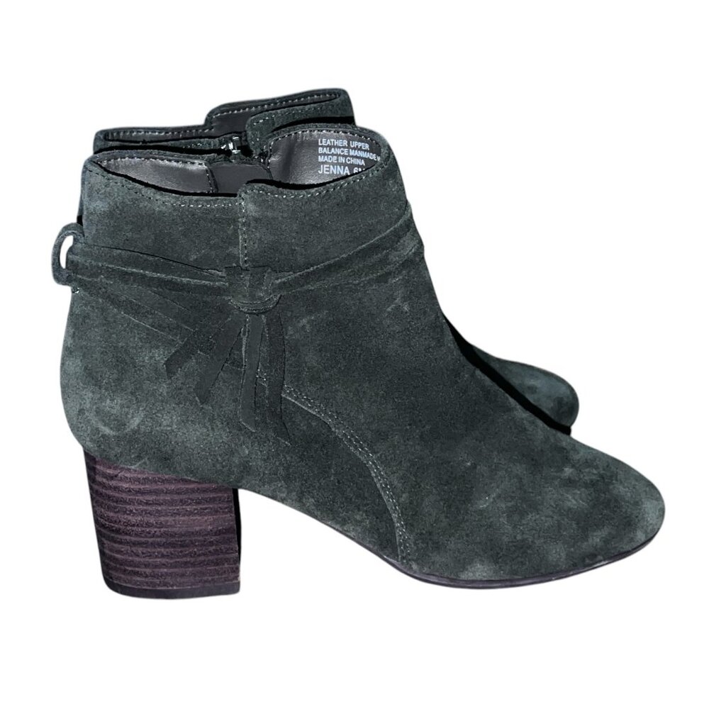 Violet & Red Jenna Ankle Boots With Leather Upper & Stacked Heel Size 6  Green